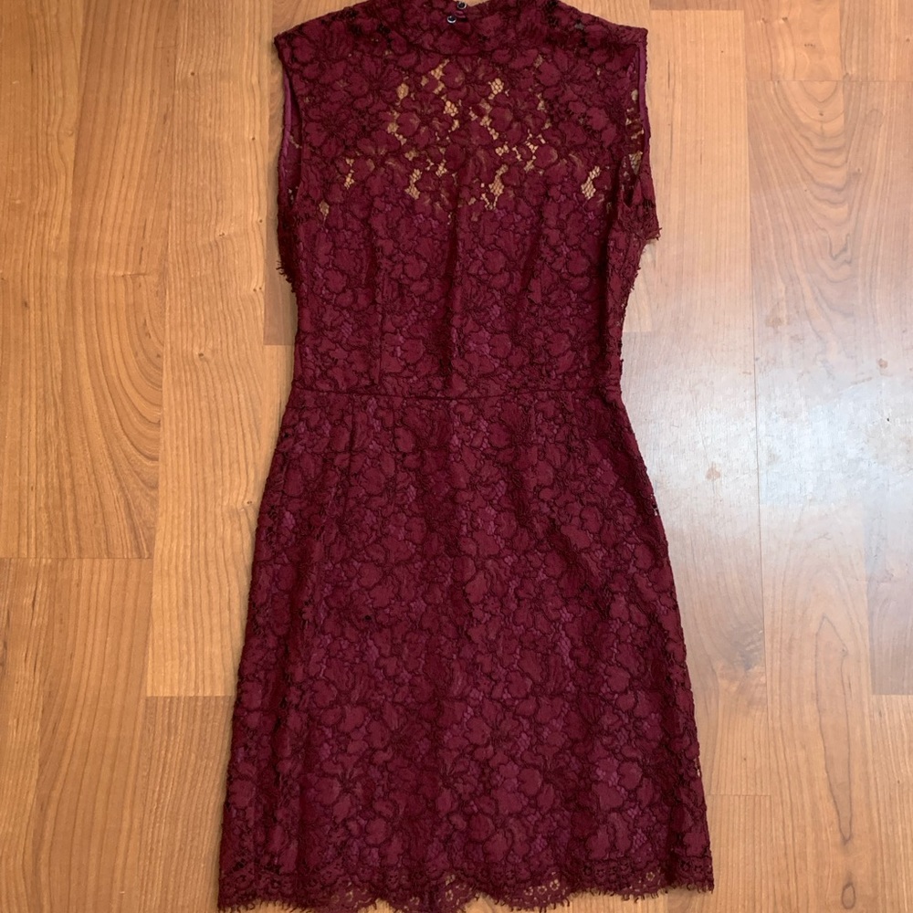 Sandro Lace Burgundy backless dress, size 1. NWOT. Never worn.
